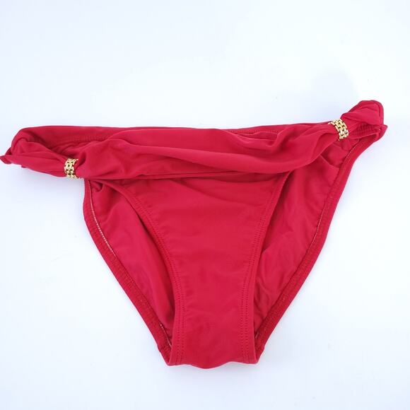 Vix PaulHermanny Bikini Red Small, Gold Tone Detail Bathing Suit Bottoms - Picture 1 of 5